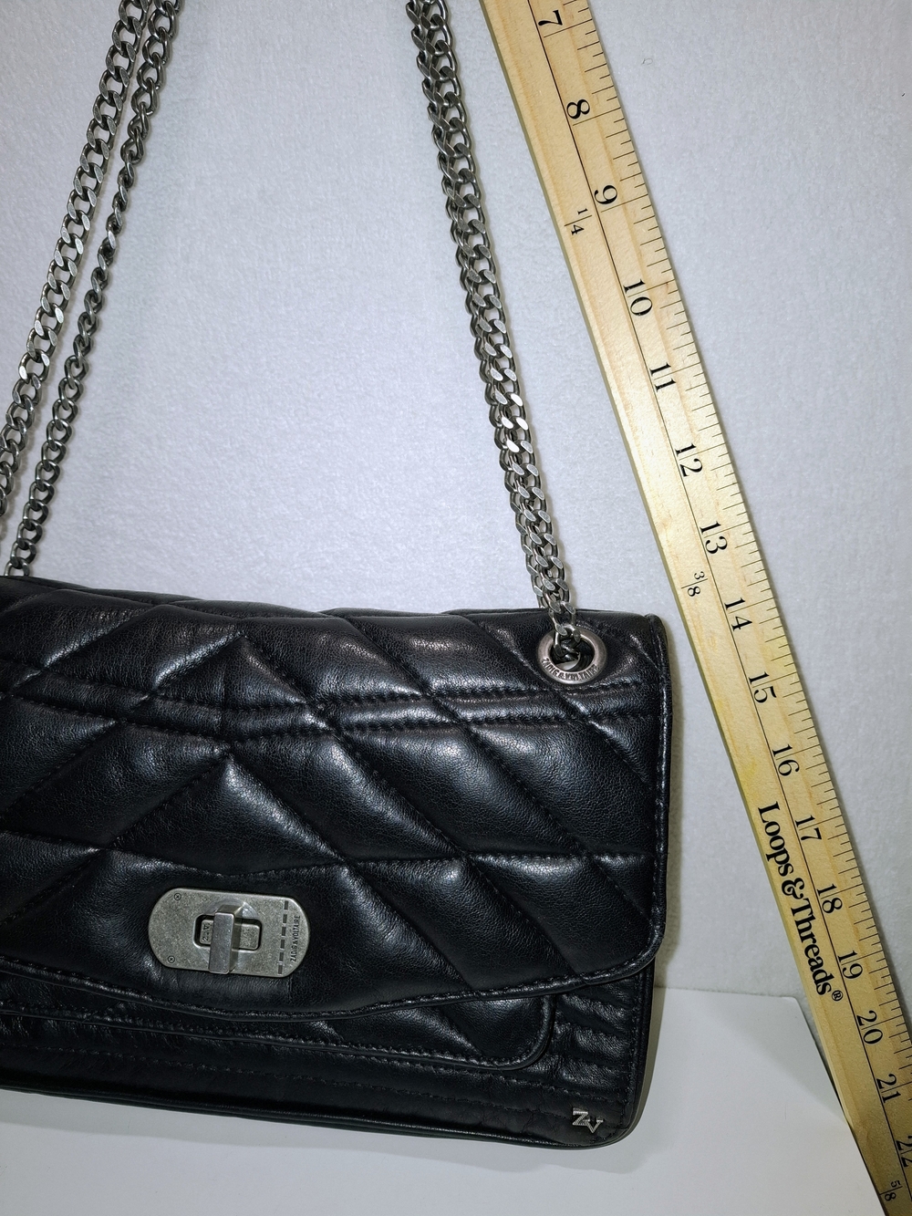 Zadig & Voltaire Black Quilted Shoulder Bag with Silver Chain - Picture 14 of 16